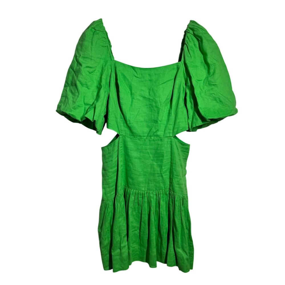 Lilly Pulitzer Kylanne Elbow Sleeve Linen Mini Dress 8 Kelly Green‎ Cut Out Prep